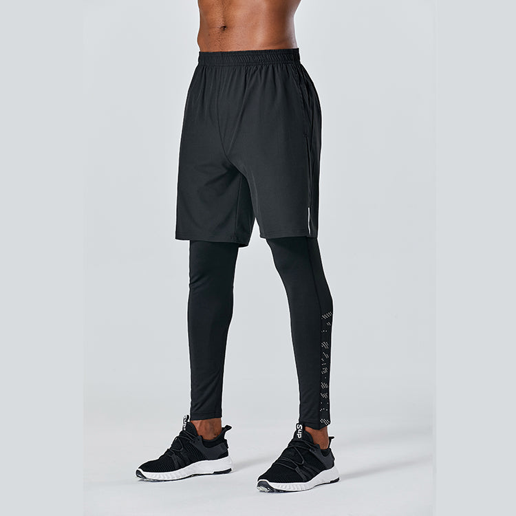 Quick-Dry Breathable Fake-Two-Pieces Men Jogger Sweatpants