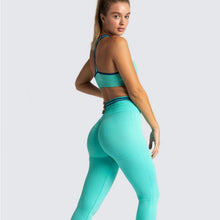 Charger l&#39;image dans la galerie, Seamless Contrast color stripe &amp; Backless Yoga wear set
