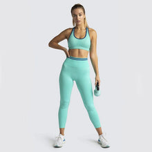 Charger l&#39;image dans la galerie, Seamless Contrast color stripe &amp; Backless Yoga wear set
