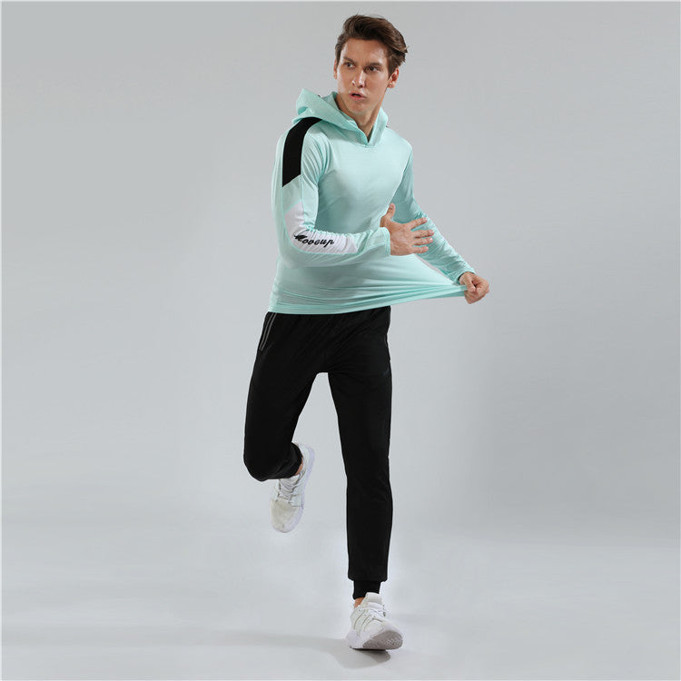 Mans joggers hoodie sweatshirt with color block sleeve