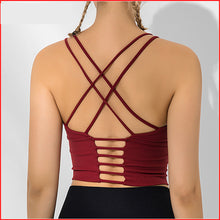 Charger l&#39;image dans la galerie, Solid color thin shoulder sports underwear cross back bra
