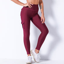 Charger l&#39;image dans la galerie, Solid Color Pockets Butt Lift Leggings Fitness Yoga Pants
